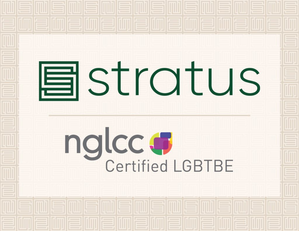 The Stratus logo and the NGLCC Certified LGBTBE logo