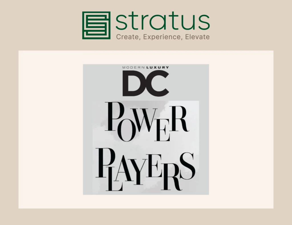 The Stratus logo and the Modern Luxury DC: Power Players logo