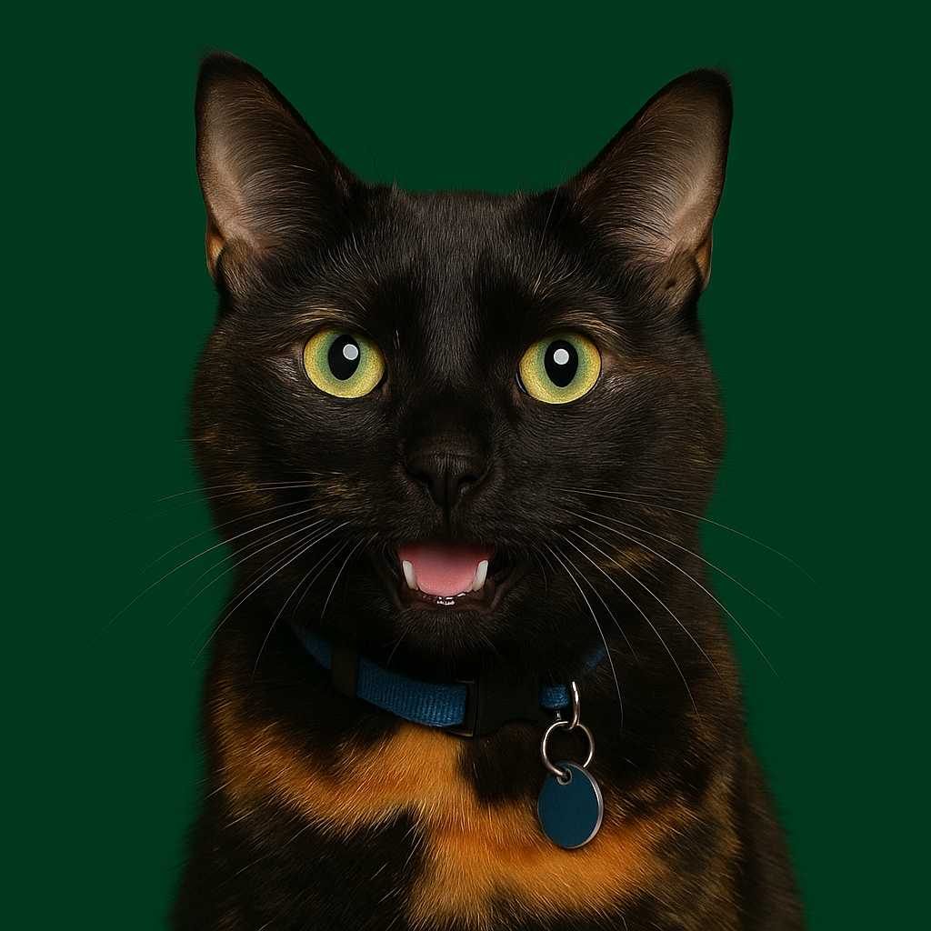 Cinca, a black and orange cat