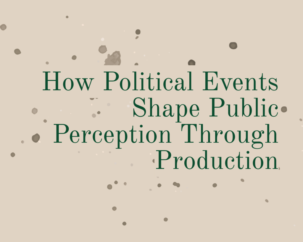 A graphic that reads "How Political Events Shape Public Perception Through Production"