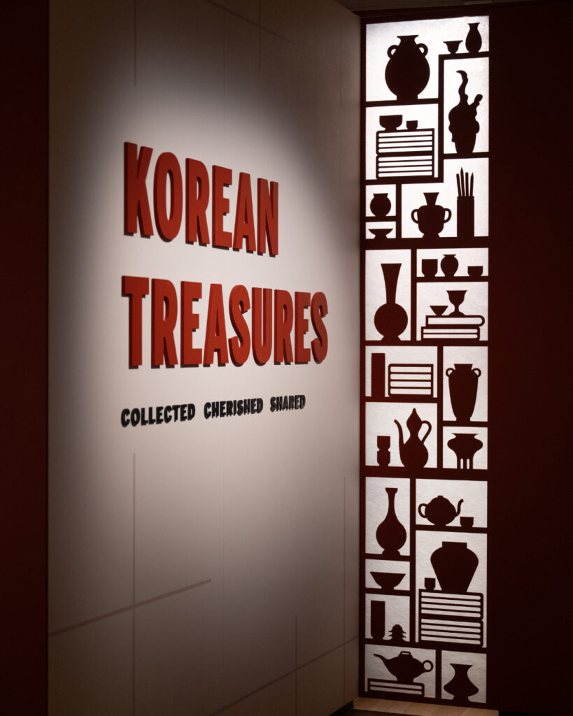 A sign reading "Korean Treasures: Collected, Cherished, Shared"