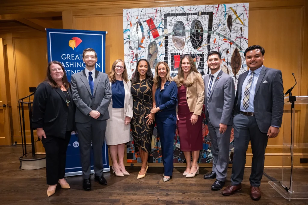 A group of people smile for the camera at the 2025 Greater Washington Partnership Congressional Reception