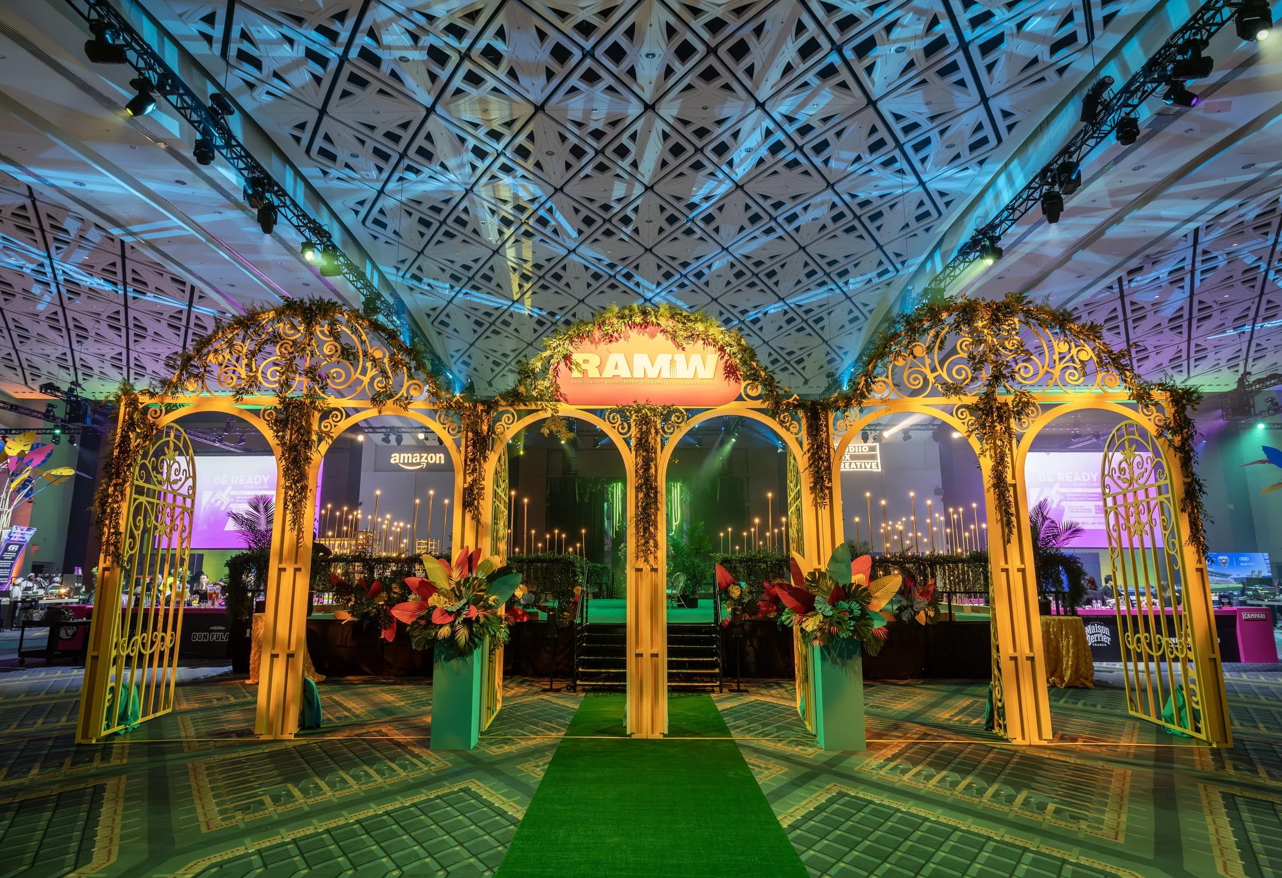 Decorative entry gates set up in front of the stage at the 2024 RAMMY Awards.