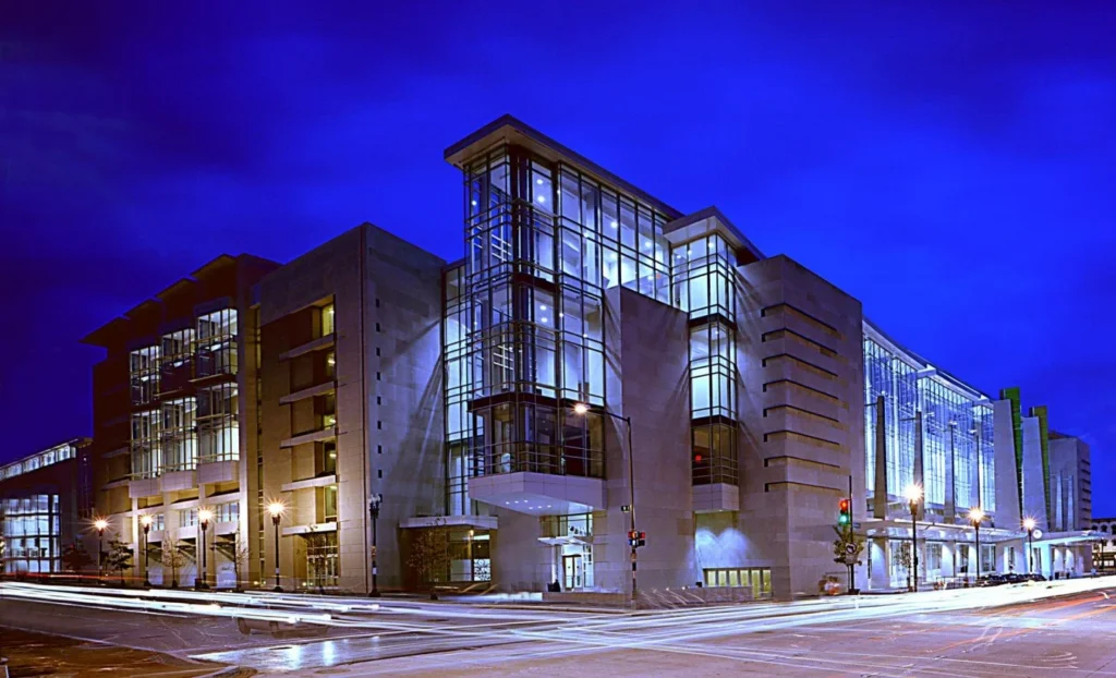 The outside of the Walter E. Washington Convention Center building.